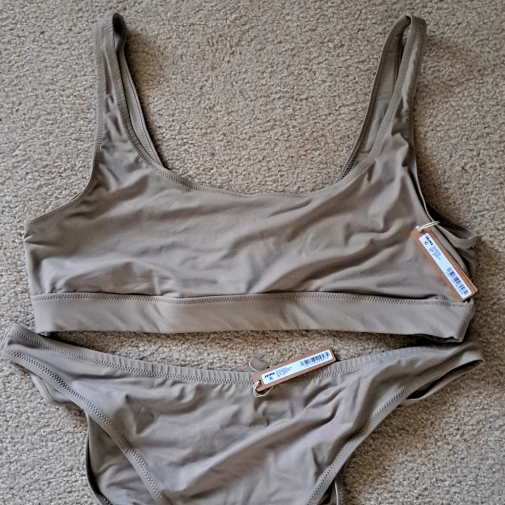 SKIMS Beige Scoop Bikini Top and High-Cut Bottoms